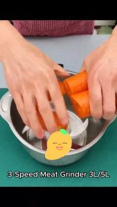 3-Speed Electric Chopper 3L/5L Stainless Steel Meat Grinder Versatile Food Processor Kitchen Slicer Egg Beater Durable Mincer Multi-Functional Silver Large Capacity Efficient Easy to Clean Quick Prep Tool Home Cooking Essential Robust Design