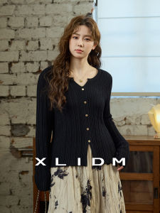 V-neck Slit X-type Waist-shaping Knit Top