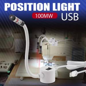 DC5V USB Laser Positioning Light Flexible Gooseneck Magnetic Base Red Line Cross For Sewing Cutting Quilting Machine Accessories