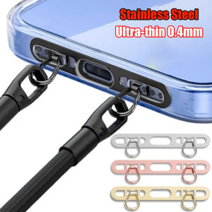 New 0.4MM Ultra-thin Stainless Steel Tether Patch Replacement Phone Straps Gasket Sturdy Cellphone Upgrade Dual Ears Anti-lost Anti-theft Safety Metal Connect Piece