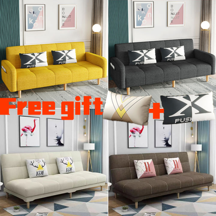 Sofa Bed On Sale 3 4 Seats Foldable Multifunctional Fabric Sofa 1.8M FREE Two Pillows Living Room Solid Wood Sofa Chair Sturdy and Durable Small Living Room Furniture Lazada Lazada PH