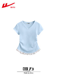 Warrior | Design V-Neck Lace-Patched Womens Short Sleeve T-Shirt