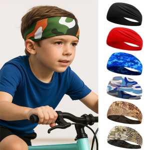 WRELS | Kids Sport Sweatbands Breathable Sweat Wicking Athletic Football Ice Silk Headband Quick Dry Outdoor Cycling Tennis Hairband
