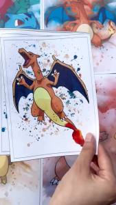 KAYOU | Anime Pokemon Canvas Nghệ Thuật Treo Tường-Bulbasaur Charmander Spuirtle Poster In Màu Nước Trang Trí Nhà Trừu Tượng Trẻ Em Quà Tặng