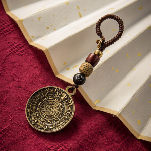 Bronze Nine Palaces Eight Trigrams Keychain Pendant Lucky Charm Car Keychain Pendant Accessory Retro Creative Gift Item