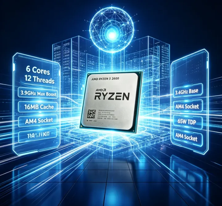 AMD | Mid-range Gaming Optimized AMD Ryzen 5 2600 AM4 CPU Smooth 1080P Game Multi-task Office Work Desktop Processor Without Cooler