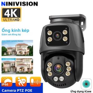 Camera IP 4K Ống Kính Kép PTZ 8MP POE Camera IP Ngoài Trời An Ninh Gia Đình Giám Sát Camera Quan Sát Onvif Camera Âm Thanh Video Chống Nước Màu Trắng