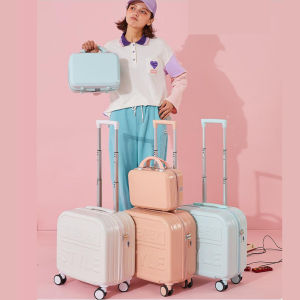New 14"18 Inch Carrier Ladys Small 2 Pieces Carry-on Cabin Makeup Travel Suitcases Sets With Wheels Password Lock Trolley Rolling Luggage Cosmetic Bag Check-in Case Free Shipping