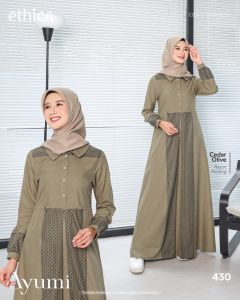 NEW ARRIVAL ETHICA 2023 GAMIS AYUMI 430 -Cedar Olive - Blue #TERBARU #Baju Muslimah Wanita Remaja Dewasa Busui #Kualitas Premium Branded Formal Casual #OOTD COD