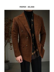Vintage Caramel Colored Corduroy Double Breasted Suit Winter