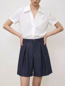 Basic House | Cool High Waist Wide Leg Tencel Shorts