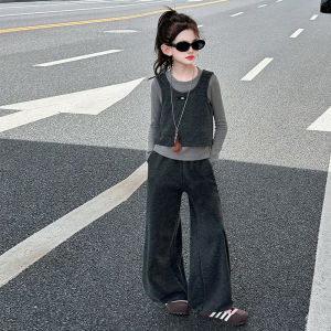 MPW | Girls Casual Three-Piece Set Autumn Fashionable Korean Style Childrens Wear Comfortable Breathable Machine Washable Clothing