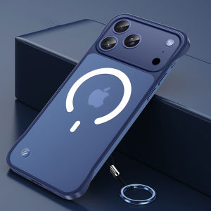 [Compatible with MagSafe] Frameless Slim Translucent Matte Hard Borderless Design with Finger Loop Full Camera Protection Phone Case for iPhone 17 Pro max Air 16 Plus 15 Pro 14 13