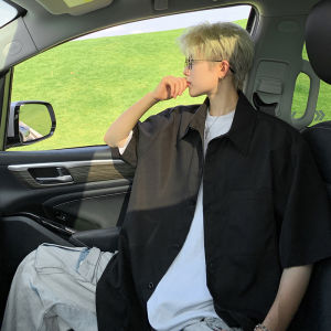 White Short Sleeve Shirt Mens Summer Youth Sunshine Handsome Half Sleeve American Fashion Brand Handsome Shirt Coat