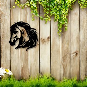 CIFbuy | CIFBUY Iron Horse Head Wall Art Metal Sculpture Modern 2D Decor for Living Room Bedroom Office Study Rustic Wall Mount