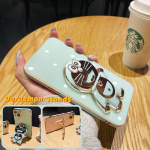 JIUMOO Casing Ponsel untuk Xiaomi POCO X3 NFC POCO X3 Pro POCO C40 POCO X3 GT Case pintar pola Doraemon Tepi mewah Kesing HP Phone Stands silikon penutup belakang penuh kamera Casing pelindung Softcase