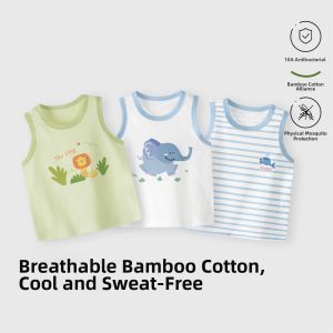 TONGLIANCHUXIN | Summer Lightweight Breathable Bamboo Cotton Baby Vest 3 Pieces