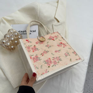 Elegant Bento Box Handbag Square Shoulder Bag Fashionable Lunch Tote Bag Soft PU Leather Korean Style Casual Handbag