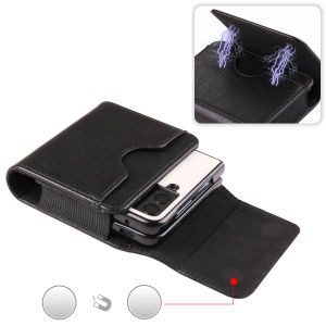 Foldable Screen Mobile Phone Bag Waist Bag Suitable for Huawei Oppo Xiaomi Honor Vivo with Belt Clip Business OL Style PU Leather