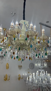 Lampu Gantung Kristal K9 Mewah Aesthetic 3warna Besi Ruang Tamu Tidur Kamar StudiRestoran Lampu Hias cbl