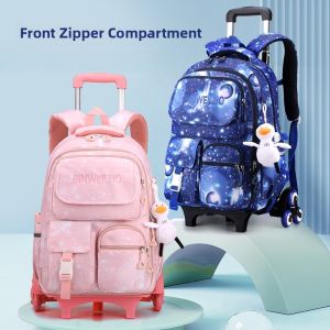 Large Capacity Pull Rod Backpack for Boys And Girls Primary School Students Climbing Stairs Trolley Fashion Backpack