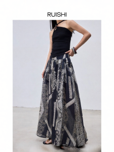 epoque de rueen | Vintage Hand-painted Print Lightweight Palazzo Pants