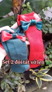 Set 2 đôi tất vớ cho bé sơ sinh và trẻ em nhỏ tone Giáng Sinh Noel siêu đáng yêu