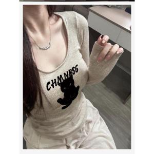 Womens Long Sleeve Fleece T-Shirt U-Neck Base Layer Shirt Fashionable Inner Wear Warmth Enhancer Spring Autumn New Style