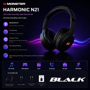Monster | Tai Nghe Bluetooth 6.0 Monster Harmonic N21 Over-Ear Có Mic Khử Tiếng Ồn Cuộc Gọi Âm Bass Mạnh Mẽ Không Dây Dành Cho Người Lớn (nam/nữ)