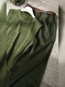 DANTING | Retro Green Lattice-Knit Set