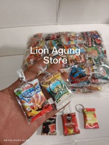 isi 100 pcs souvenir pernikahan gantungan kunci miniatur snack / souvenir gantungan kunci jajanan anak anak murah meriah terbaru