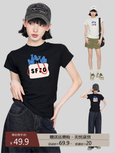 Black Cotton Short Sleeve T-Shirt Womens Summer Slim Fit Compact Size Shoulder Width Regular Length round Neck Top for Young Women