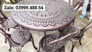 Bộ bàn ghế ban công ngoài trời Nhôm đúc Bàn ghế sân vườn ngoài trời Tròn Bàn ghế ngoài trời - VN48