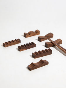 Retro Walnut Chopsticks Holder Dining Table Creative Design Chinese Style Chopstick Rest Pen Brush Holder Organizer
