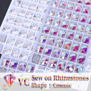 Cosmic Sew On AB Rhinestone Flatback Glass Crystals for Clothing Wedding Dresses All Decoration DIY