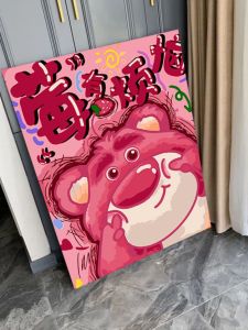 Strawberry Bear Cross Stitch 2025 New Line Embroidery Cute Cartoon Anime Bedroom Handmade Simple Cross Stitch Kit