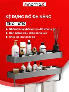 Kệ nhà tắm Enomax để đồ phòng tắm đa năng treo tường đựng mỹ phẩm dầu gội lắp đặt dán tường hoặc khoan tường