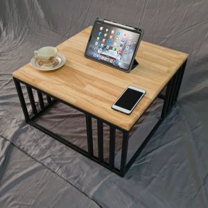 4 แท่ง โต๊ะ Modern 60 x 60 x 30 ซม ราคาล่าสุด โต๊ะกลางโซฟา โต๊ะกาแฟ โต๊ะขาเหล็ก รับแขก สีดำ เหล็กสีใส