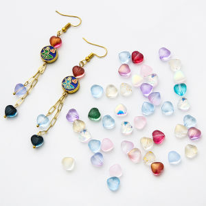 10pcs 8mm AB Color Heart Beads Charm Czech Glass Loose Spacer Beads For DIY Jewelry Making Handmade Bracelet Necklace Accessories