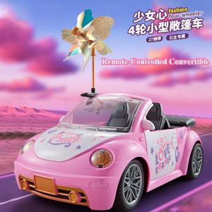 Pink 2.4G Remote Control RC Car 4WD Off-Road LED Light Toy Vehicle with Open Top Design RC Model for Kids Girls Birthday Gift