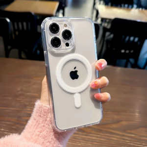 Shockproof For Magsafe Wireless Charging Case For Apple iPhone 16 15 14 13 12 11 Pro Max Plus Mini Magnetic Acrylic Clear Cover