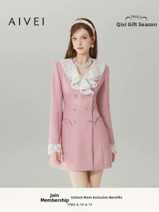 AIVEI | Autumn Date Work Petite Ruffle Collar X Cut Dress