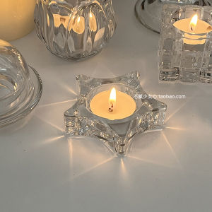 โคมเทียนแก้วใสรูปดาวทะเลสไตล์ INS สำหรับตกแต่งโต๊ะอาหาร แสงเทียนโรแมนติก ตกแต่งภาพถ่าย วัสดุพลาสติก สไตล์ฝรั่งเศส