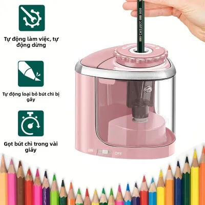Máy Mài Bút Chì Điện Tự Động Để Bàn Dành Cho Học Sinh Văn Phòng Phẩm Phù Hợp Với Bút Chì Cỡ 6-8mm