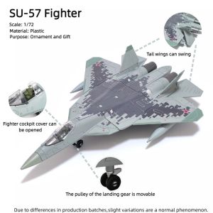 SU-57 Fighter，1:72 assembled plastic airplane model (including display rack) home display and collection creative gifts