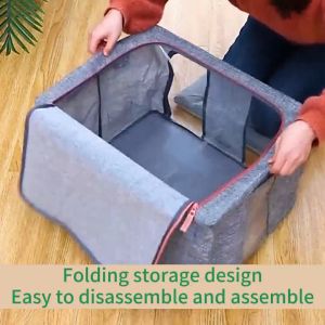 🚚SG Seller🚚 22L/66L/80L /100L/ 110L Foldable Container Storage Box with steel frame Linen Oxford Home Wardrobe Organizer Storage For Cloth Toys Books