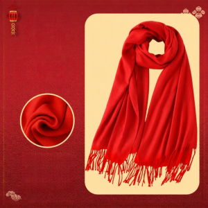HUOYANDING | Custom Logo Printed Women Wide Red Scarf