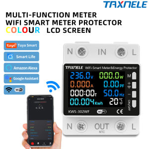 TUYA WiFi Smart Power Meter Over Under Voltage Protection Relay Switch Circuit Breaker Energy kWh Temperature Meter Smart Life