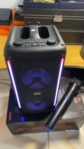 Dual 3/4 Wireless Bluetooth Karaoke Speaker with Wireless Mic Dual 3inch/4inch LED RGB Light Portable Outdoor Speaker Support Mic FM AUX USB SD Card