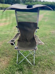 Oversized Camping Folding Chair Heavy Duty Outdoor Seat Supports 175kg With Sun Shade